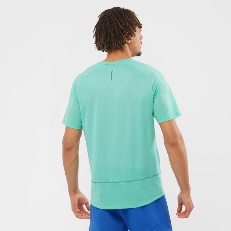 Salomon Cross Rebel Short Sleeve Men's T-Shirts Turquoise | CA 41M52